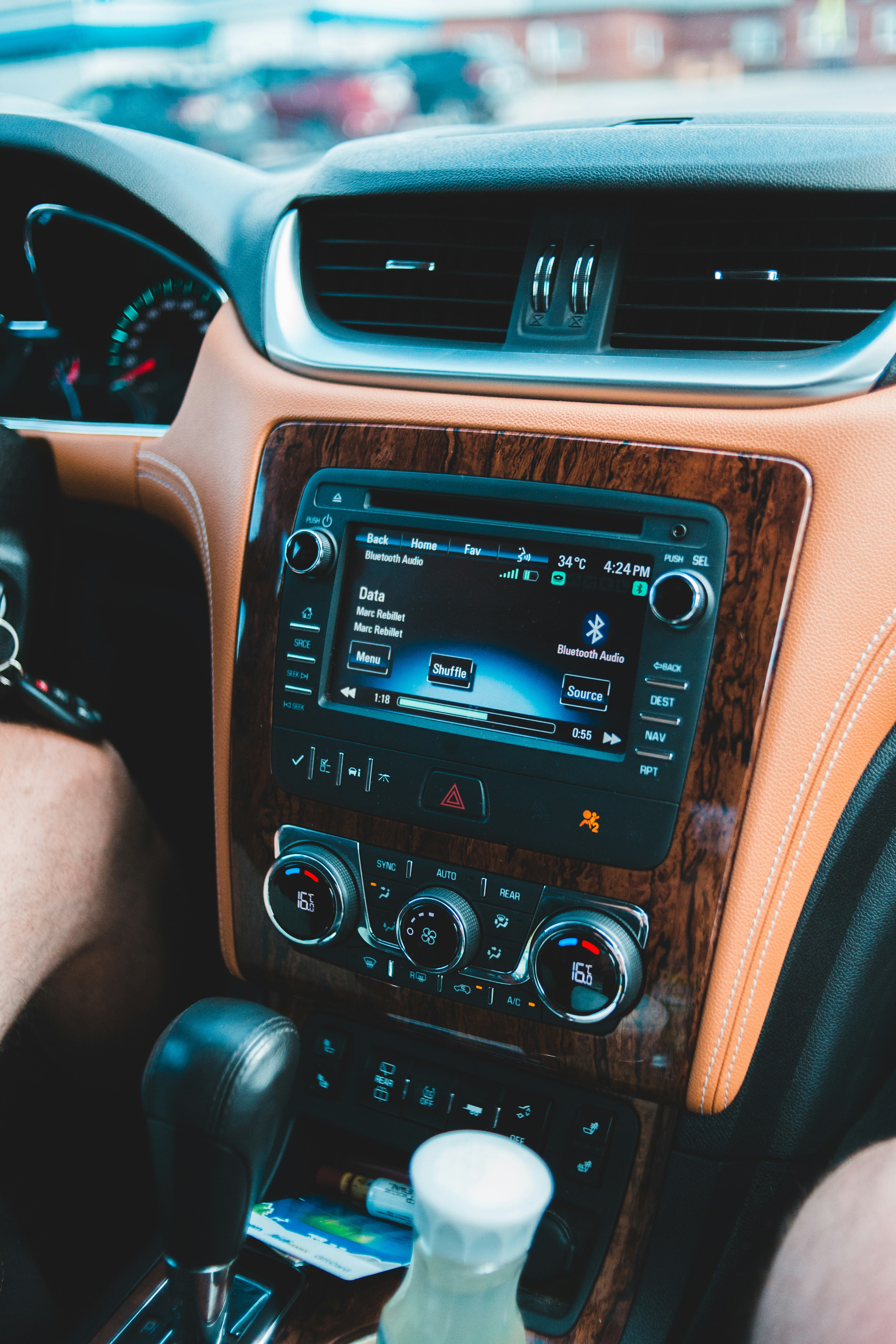 black and brown car stereo